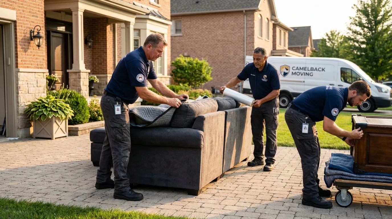 Large estate moving crew wrapping furniture in Veedersburg, IN