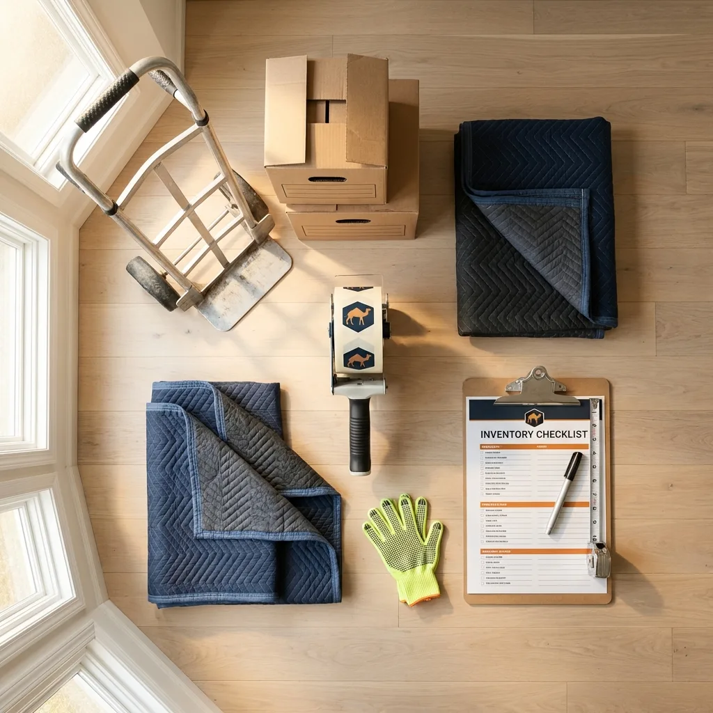 Professional moving supplies and packing materials layout for Veedersburg residential relocations