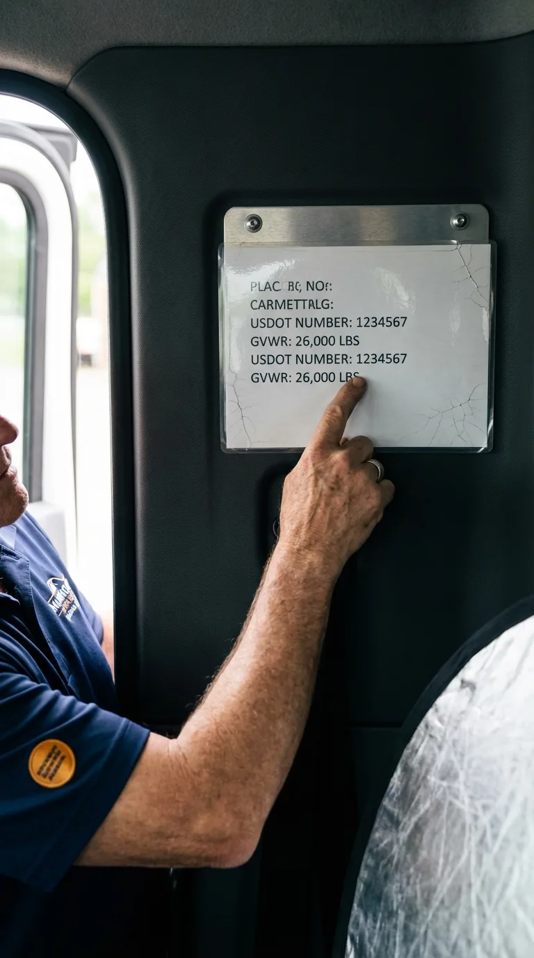 USDOT licensing placard verification in Veedersburg